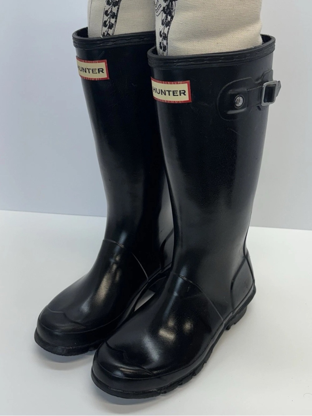Hunter Kids Black Glitter Tall Rain Boots
